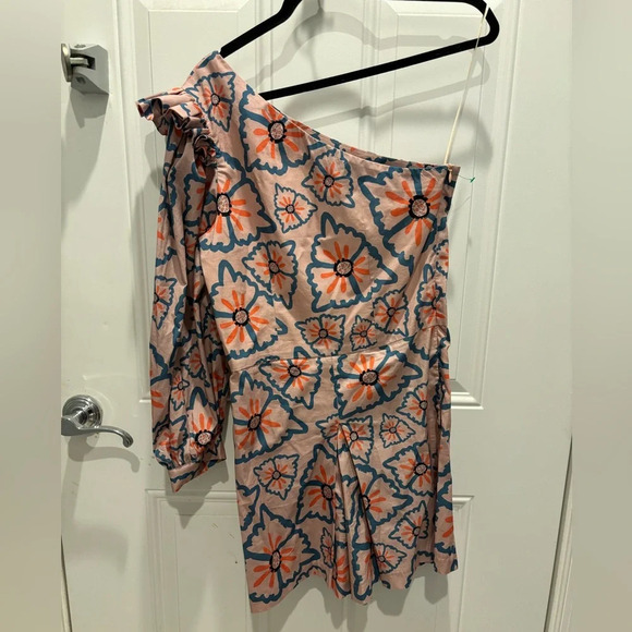 Anthropologie Atelier 1756 size S Nadia Floral Ruffle Romper One Shoulder - Picture 4 of 5